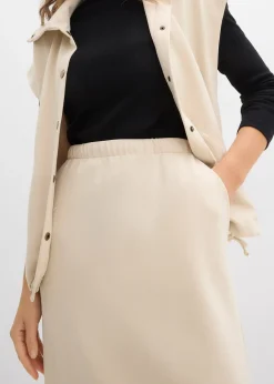 Femme bonprix Jupes|Jupe midi en matière néoprène douce