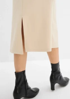 Femme bonprix Jupes|Jupe midi en matière néoprène douce