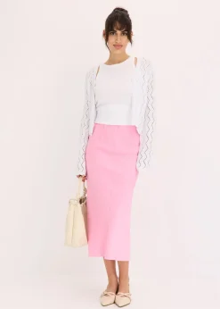 bonprix Jupe midi en satin|Femme Jupes