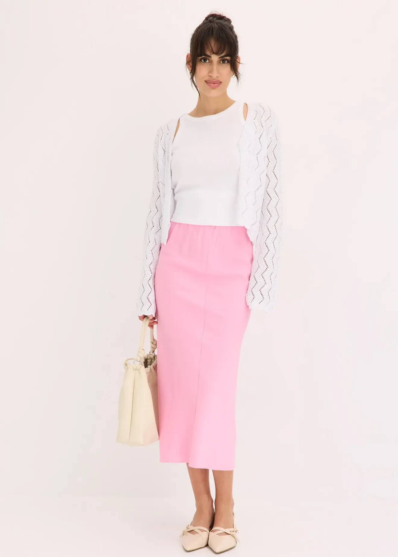 bonprix Jupe midi en satin|Femme Jupes