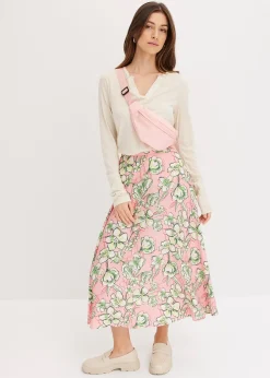 Femme bonprix Jupes|Jupe midi fluide en viscose mélangée