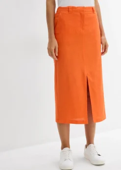 bonprix Jupe midi légère en lin mélangé|Femme Jupes