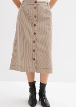 Femme bonprix Jupes|Jupe midi rayée à boutons