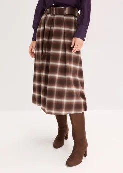 Femme bonprix Jupes|Jupe plissée à carreaux avec ceinture (ens. 2 pces)