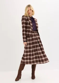 Femme bonprix Jupes|Jupe plissée à carreaux avec ceinture (ens. 2 pces)