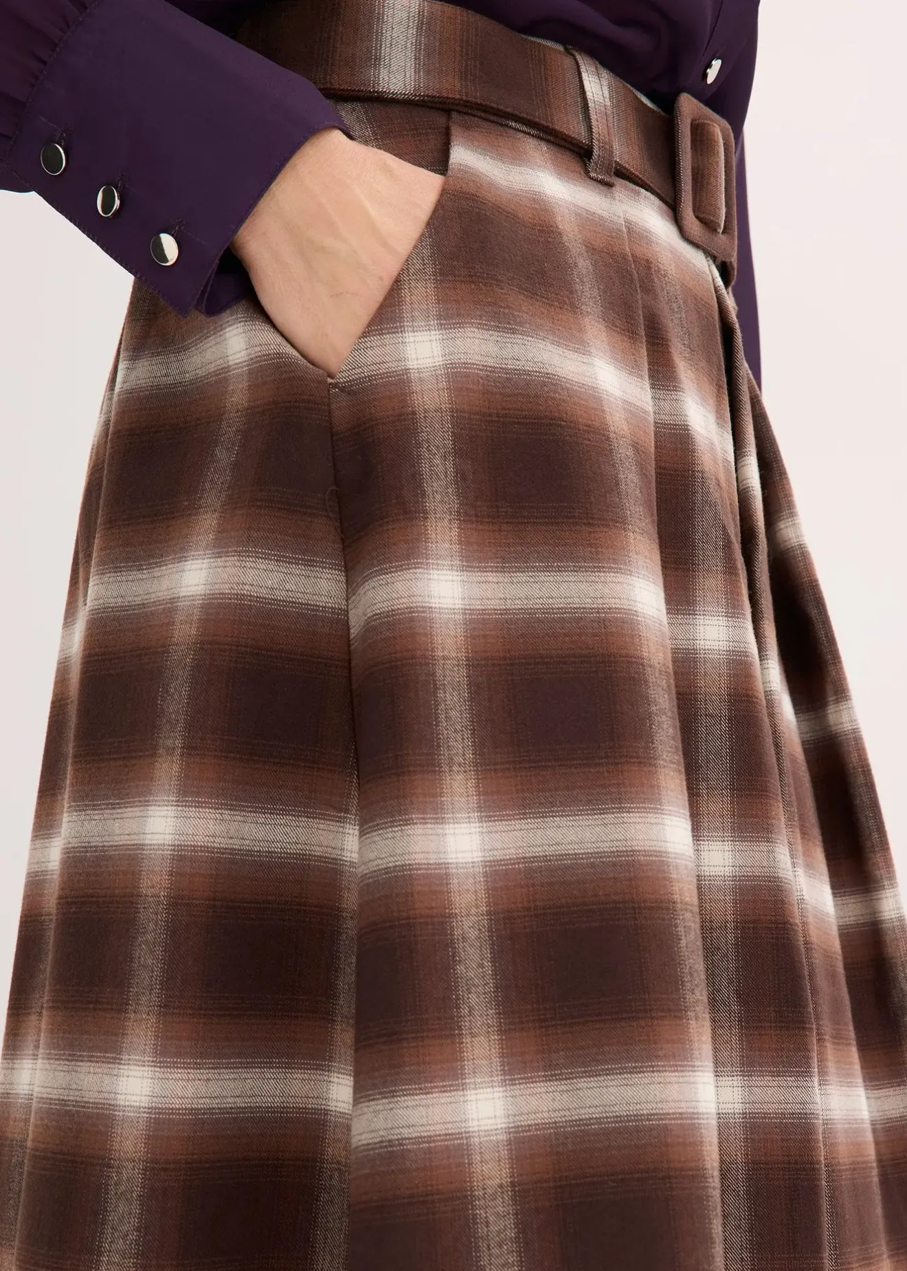 Femme bonprix Jupes|Jupe plissée à carreaux avec ceinture (ens. 2 pces)