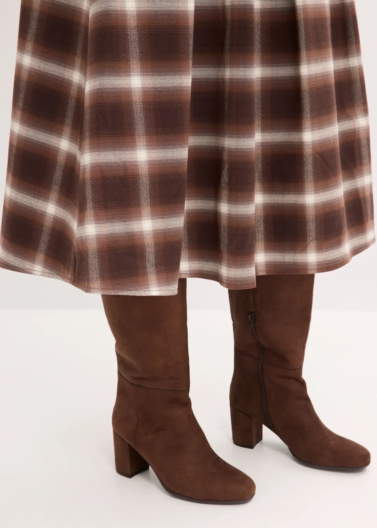 Femme bonprix Jupes|Jupe plissée à carreaux avec ceinture (ens. 2 pces)