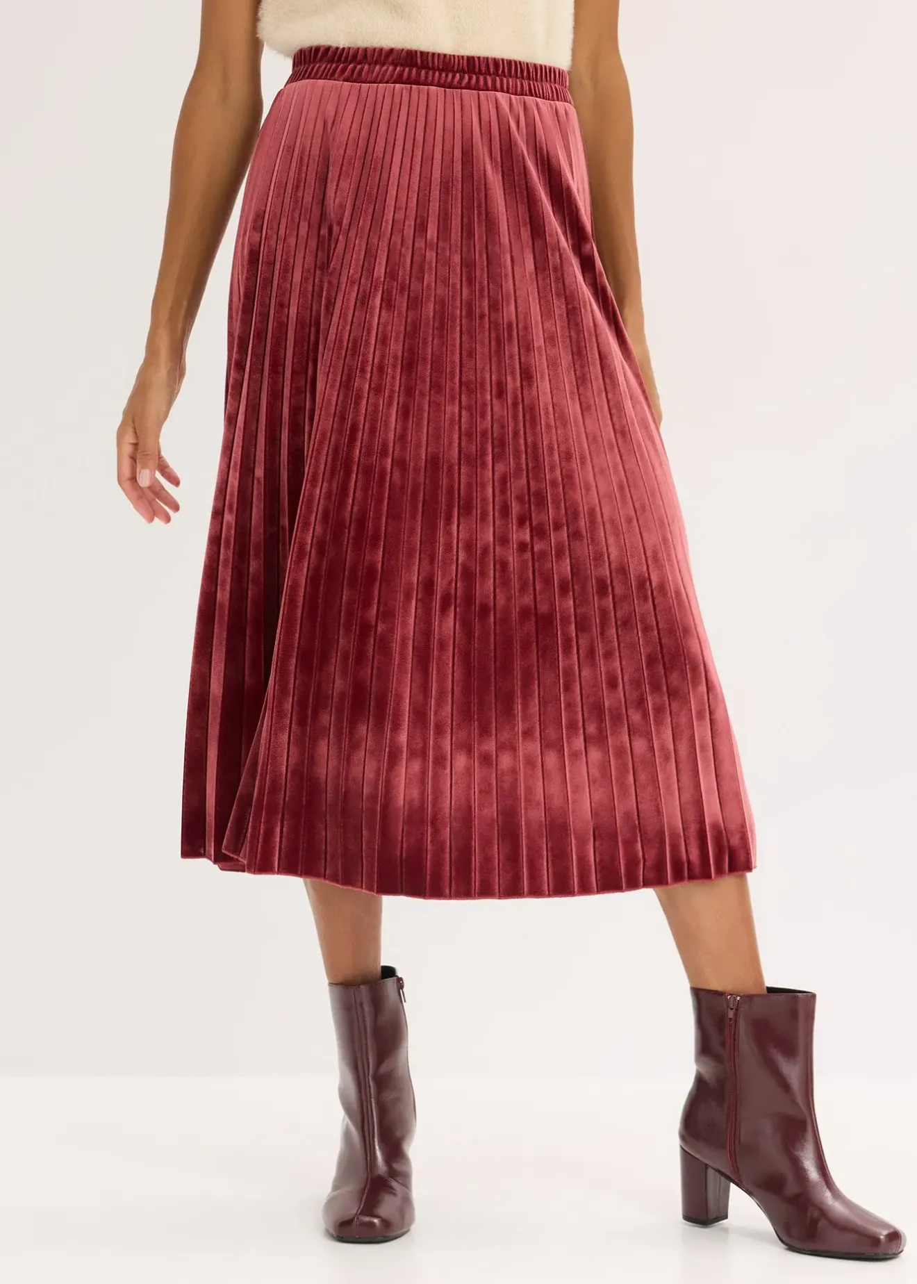 bonprix Jupe plissée en velours doux|Femme Jupes