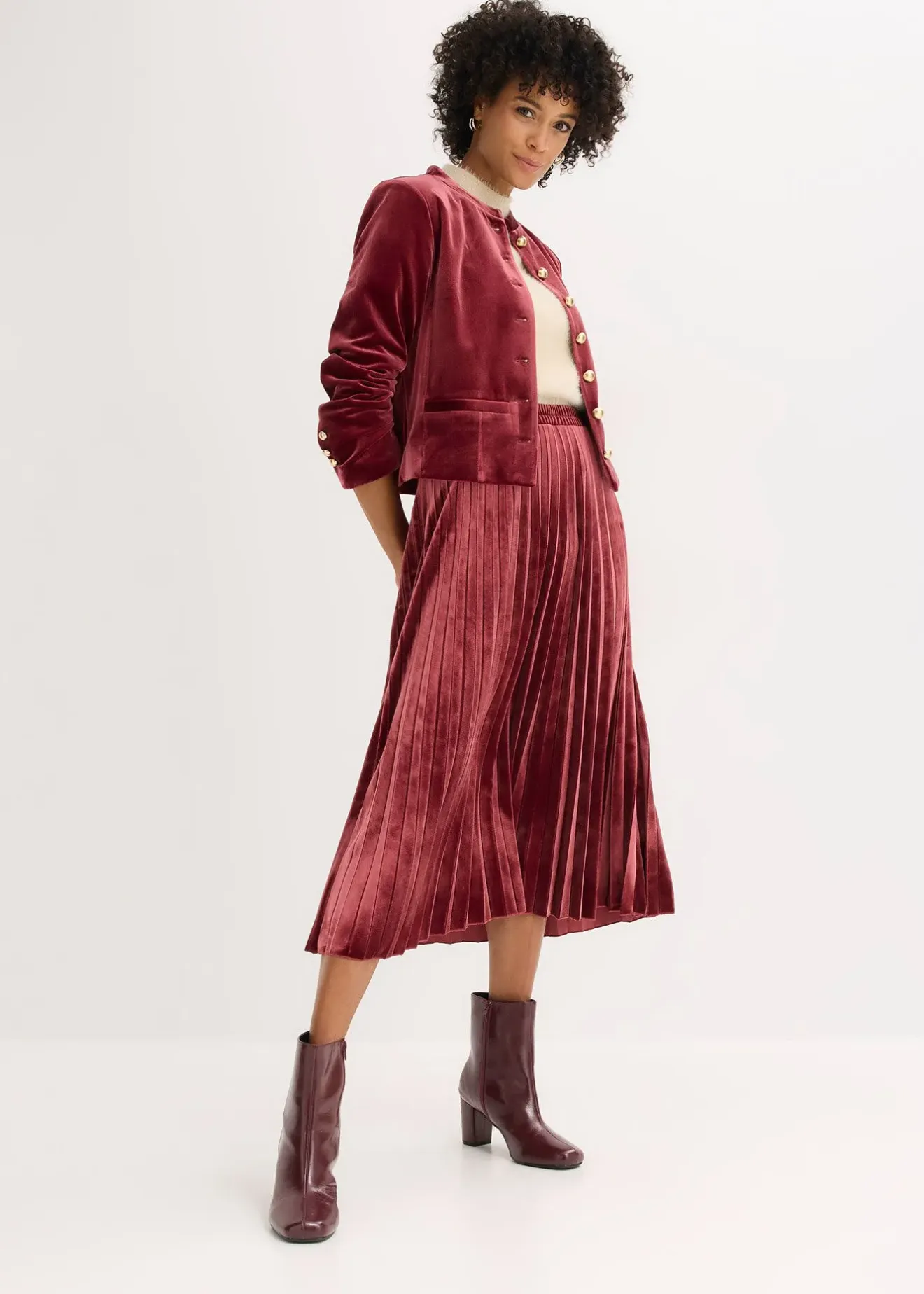 bonprix Jupe plissée en velours doux|Femme Jupes