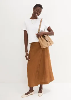 bonprix Jupe portefeuille 100 % lin|Femme Premium|Jupes