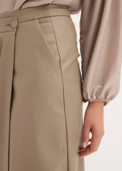 bonprix Jupe portefeuille enduite, longueur midi|Femme Jupes