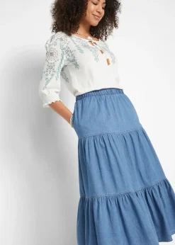 bonprix Jupe étagée en jean|Femme Jupes