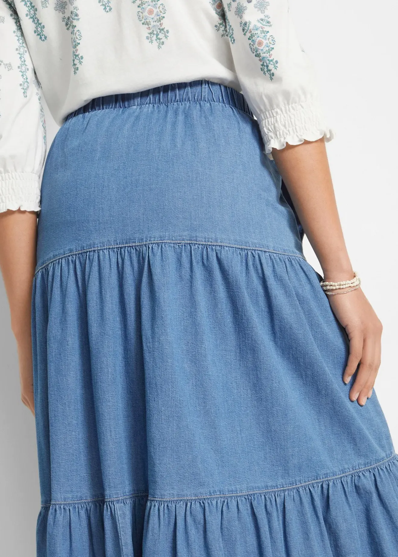 bonprix Jupe étagée en jean|Femme Jupes