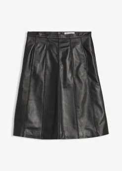 Femme bonprix Premium|Jupes|Jupe évasée en cuir d’agneau nappa