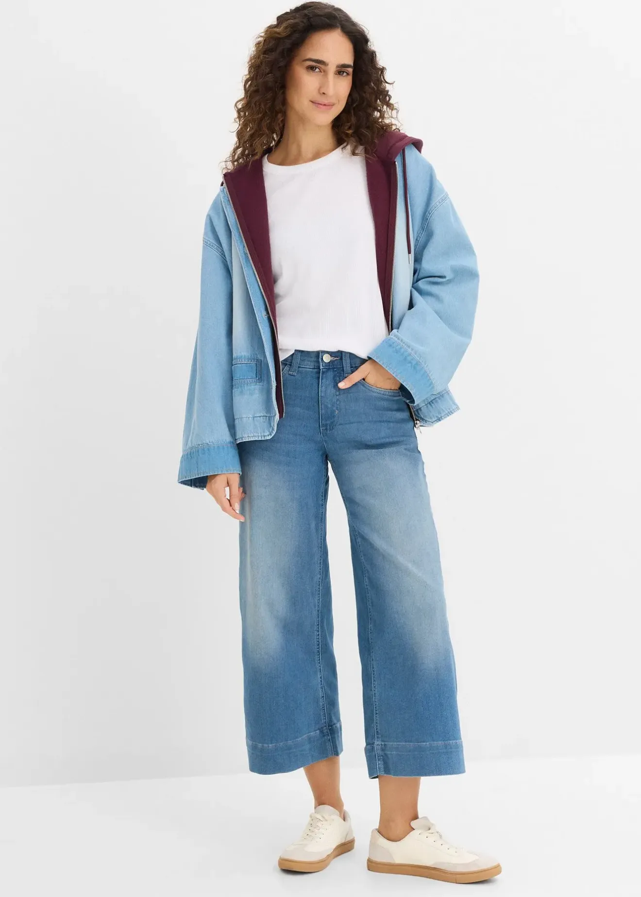 bonprix Jupe-culotte 7/8 en jean extensible ultra-doux|Femme Jeans