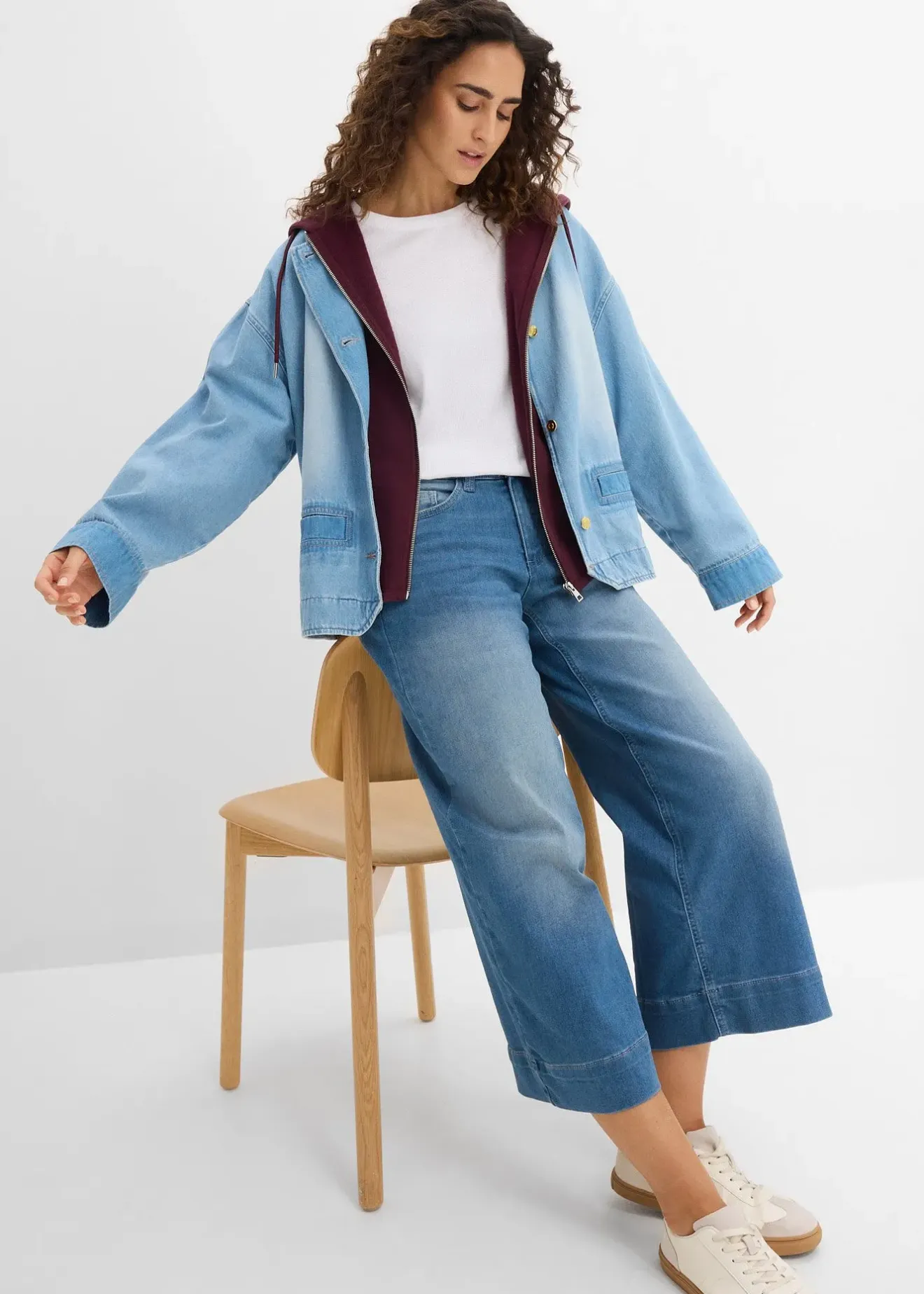 bonprix Jupe-culotte 7/8 en jean extensible ultra-doux|Femme Jeans