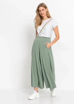 bonprix Jupe-culotte en jersey, jambes larges|Femme Pantalons