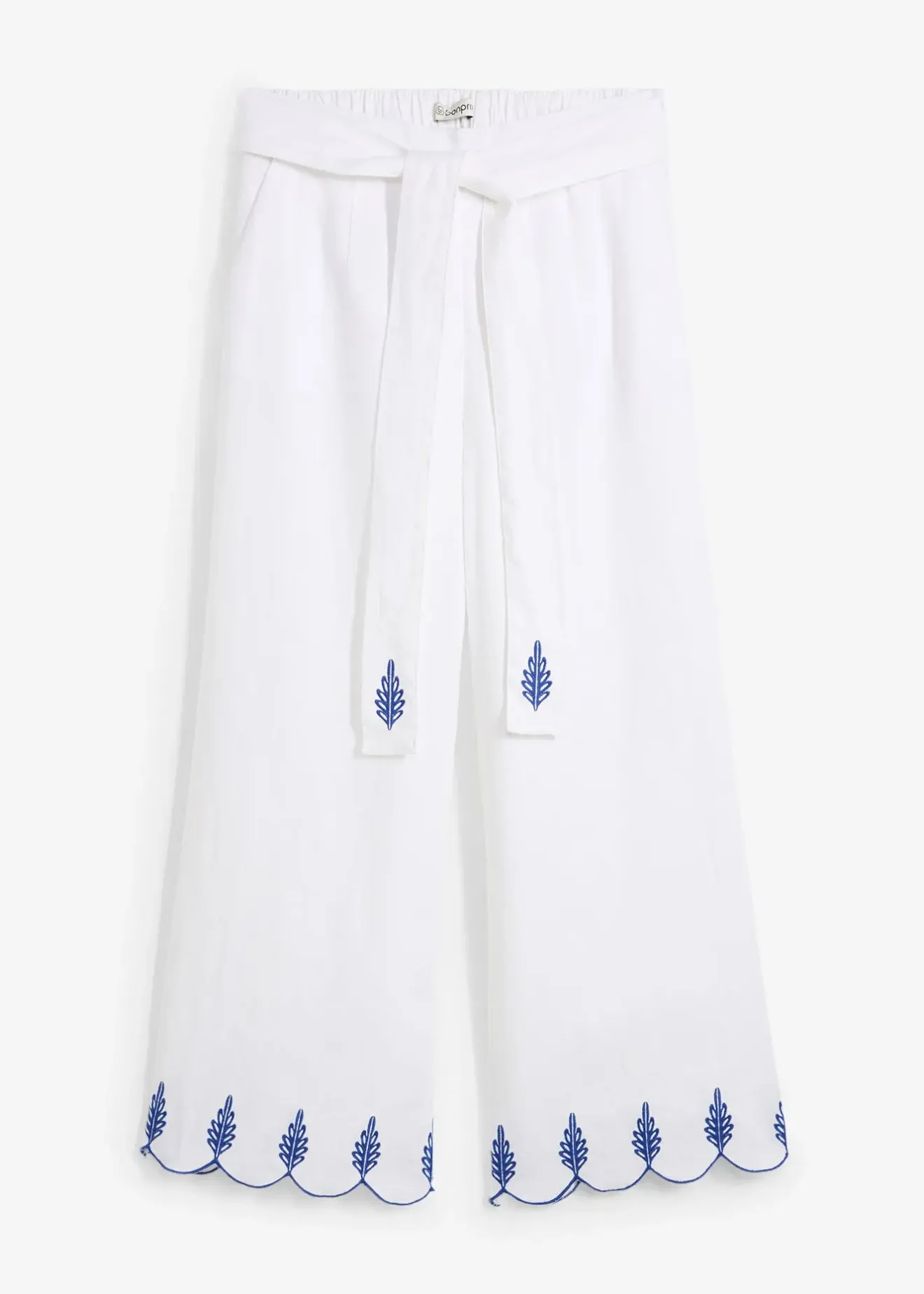 Femme bonprix Premium|Pantalons|Jupe-culotte en lin avec ceinture (ens. 2 pces)