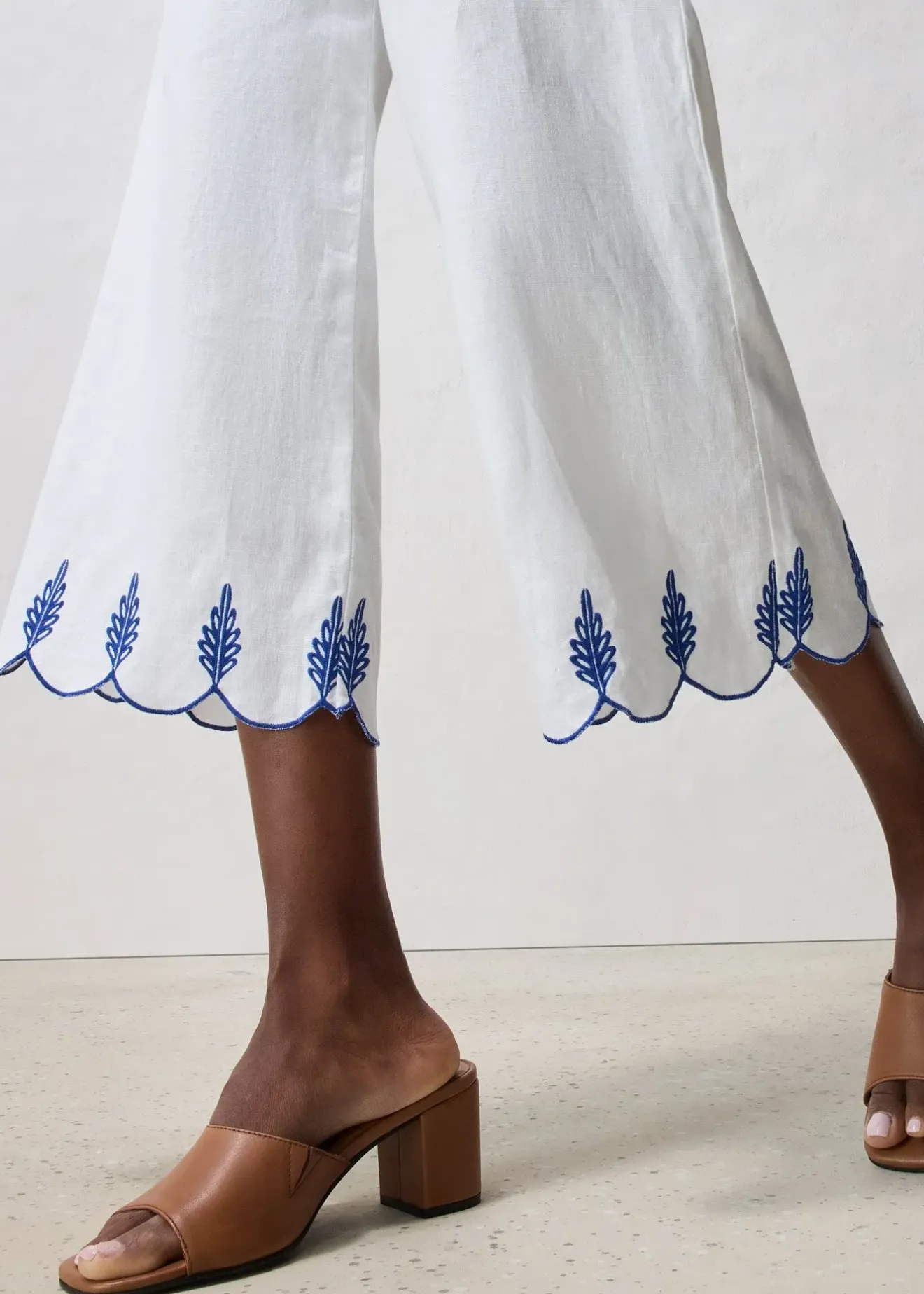 Femme bonprix Premium|Pantalons|Jupe-culotte en lin avec ceinture (ens. 2 pces)