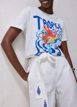 Femme bonprix Premium|Pantalons|Jupe-culotte en lin avec ceinture (ens. 2 pces)