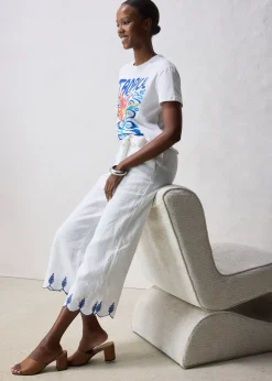 Femme bonprix Premium|Pantalons|Jupe-culotte en lin avec ceinture (ens. 2 pces)