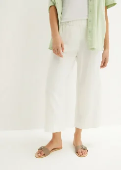 bonprix Jupe-culotte en lin, longueur mollet|Femme Pantalons