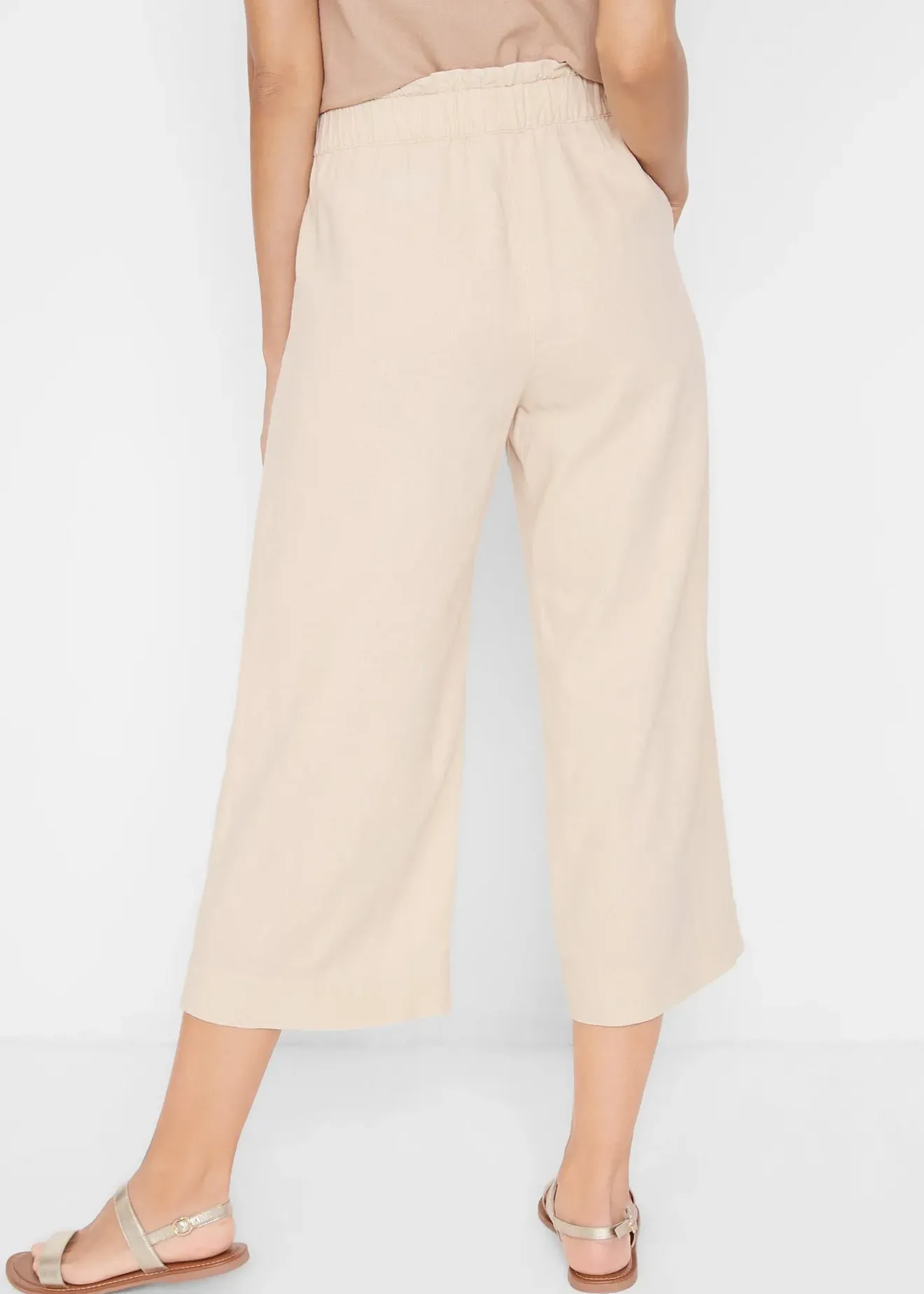 bonprix Jupe-culotte en lin, longueur mollet|Femme Pantalons
