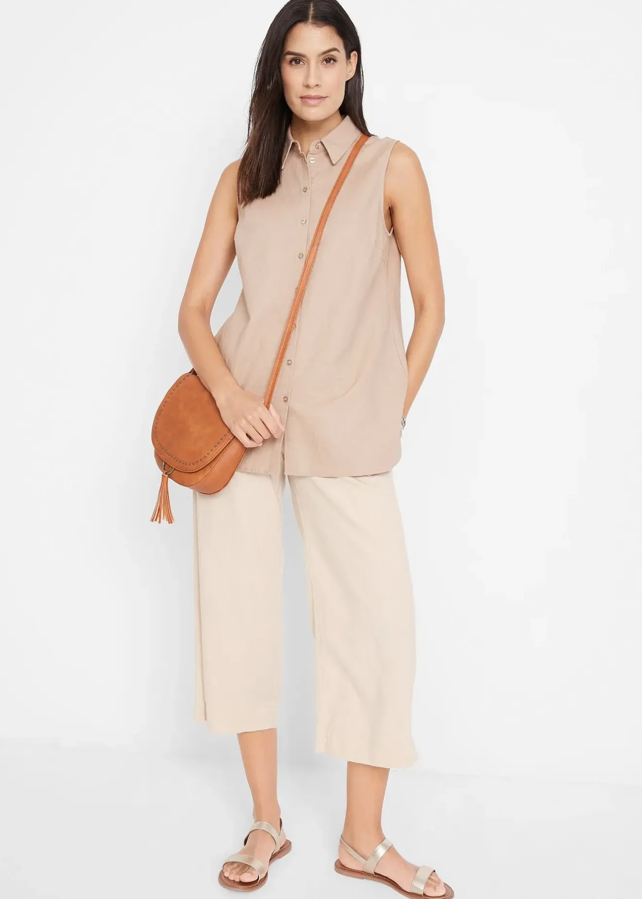 bonprix Jupe-culotte en lin, longueur mollet|Femme Pantalons