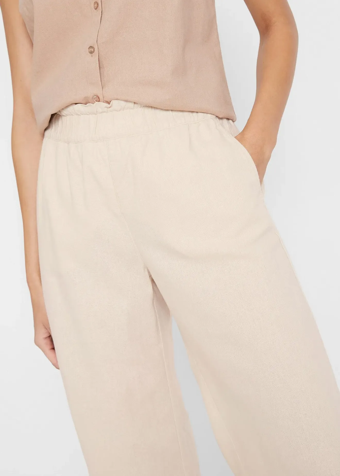 bonprix Jupe-culotte en lin, longueur mollet|Femme Pantalons