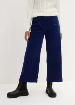 bonprix Jupe-culotte en velours côtelé stretch avec taille haute confortable, longueur 7/8|Femme Pantalons