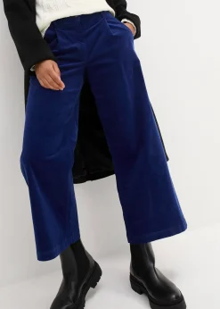 bonprix Jupe-culotte en velours côtelé stretch avec taille haute confortable, longueur 7/8|Femme Pantalons