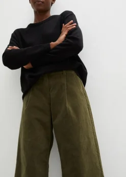 Femme bonprix Pantalons|Jupe-culotte en velours côtelé stretch avec taille haute confortable, longueur 7/8