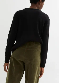 Femme bonprix Pantalons|Jupe-culotte en velours côtelé stretch avec taille haute confortable, longueur 7/8