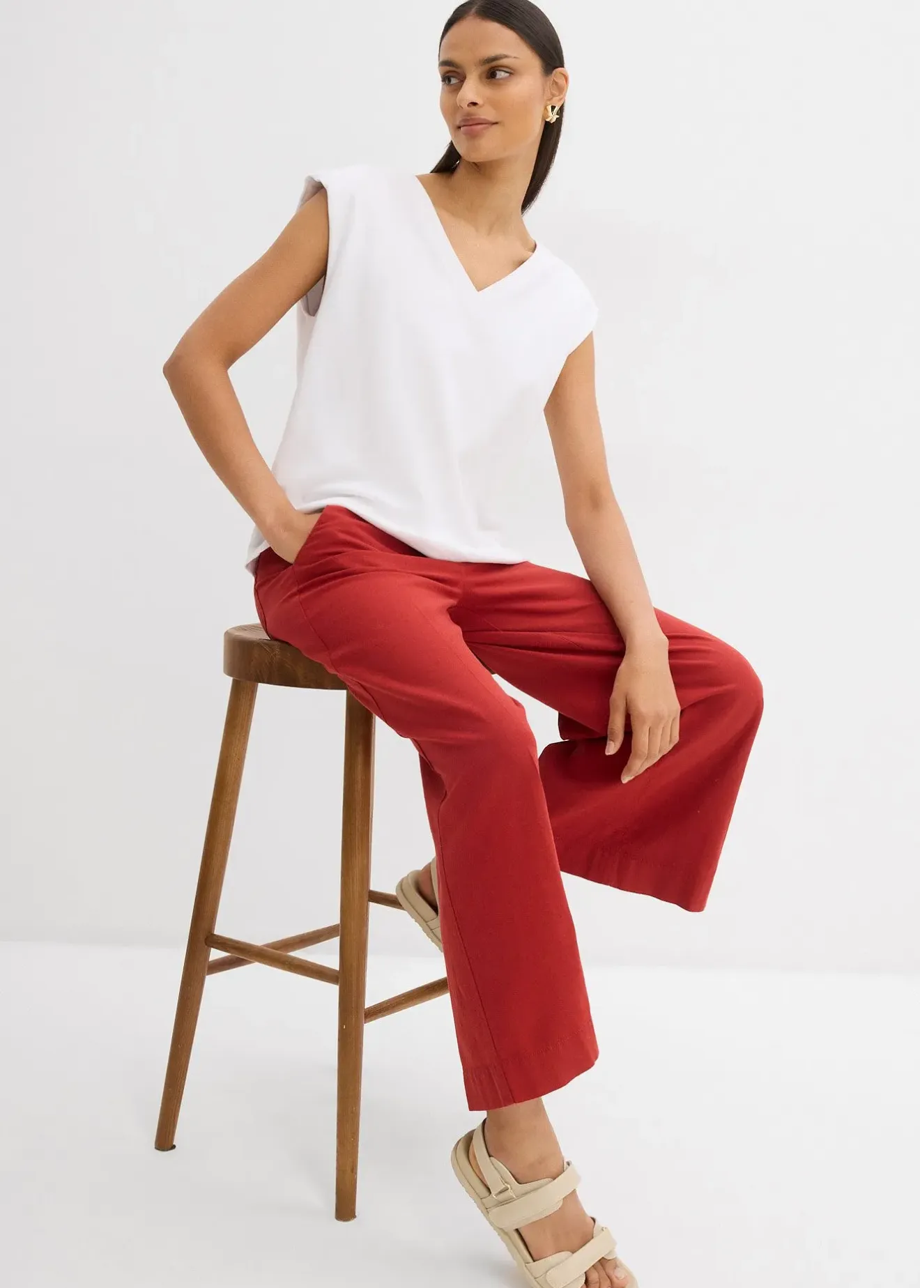 bonprix Jupe-culotte en viscose mélangée à taille élastiquée|Femme Pantalons