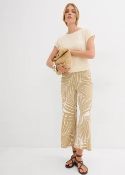 Femme bonprix Pantalons|Jupe-culotte fluide en viscose mélangée