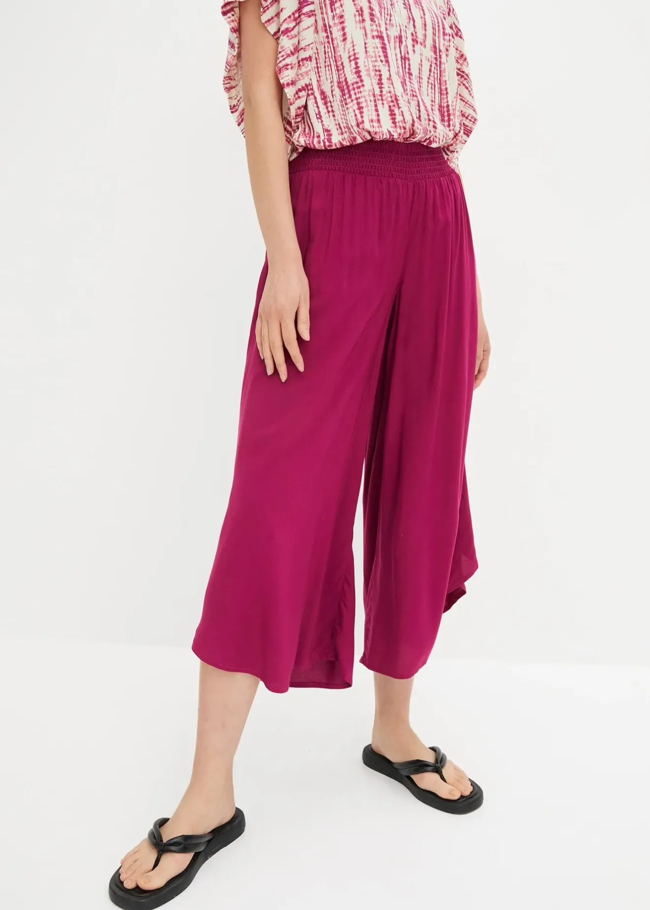 Femme bonprix Pantalons|Jupe-culotte longueur mollet en viscose