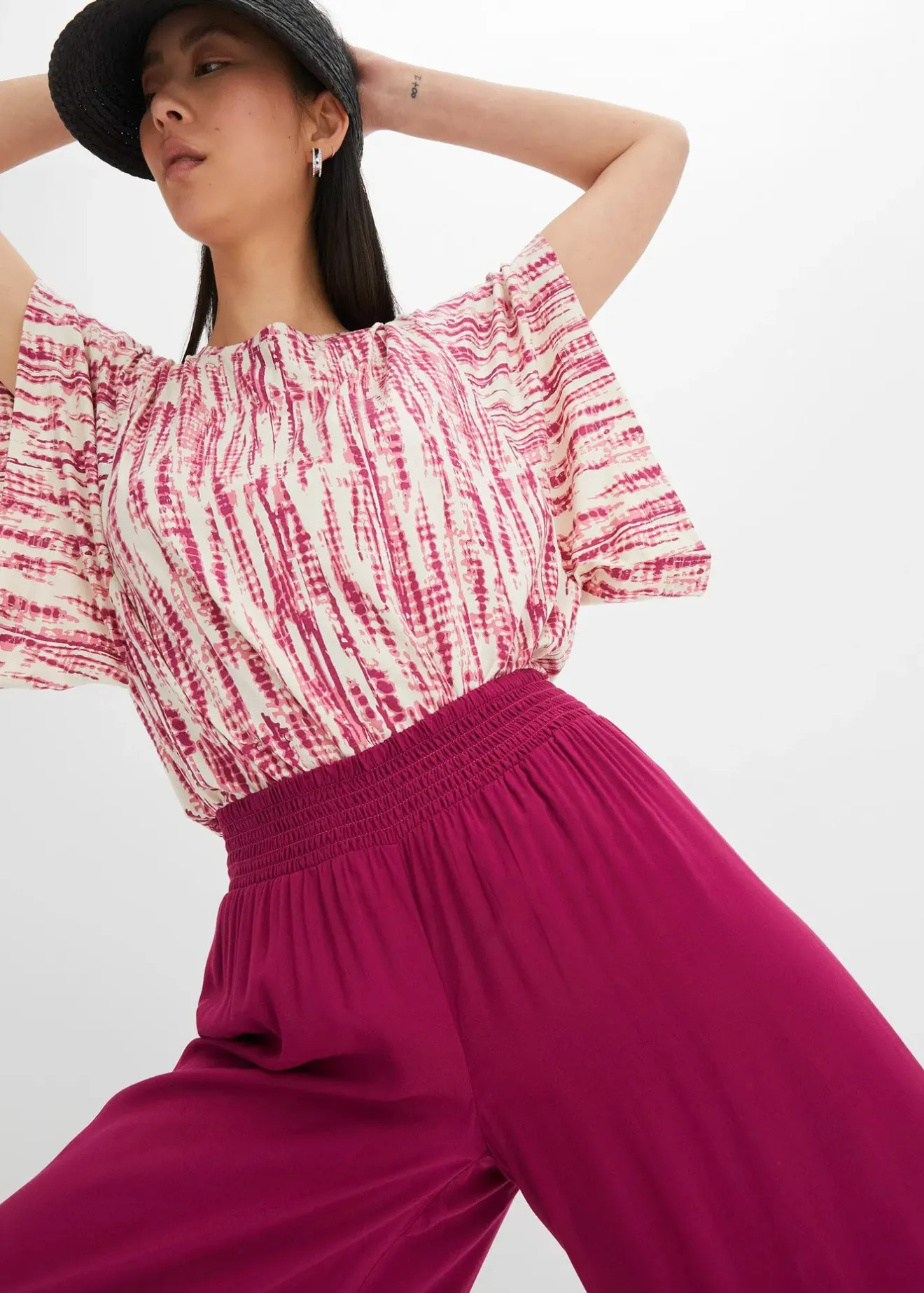 Femme bonprix Pantalons|Jupe-culotte longueur mollet en viscose