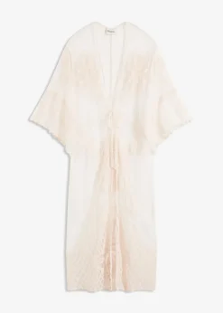 bonprix Kimono de plage transparent avec dentelle|Femme Vêtements De Plage|Chemisiers