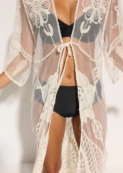 bonprix Kimono de plage transparent avec dentelle|Femme Vêtements De Plage|Chemisiers