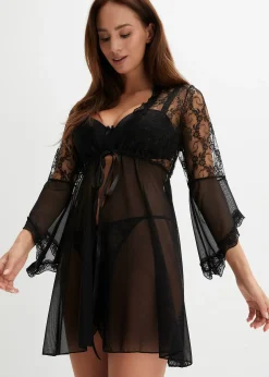 bonprix Kimono et string (ens. 2 pces)|Femme Guêpières & Déshabillés|Peignoirs