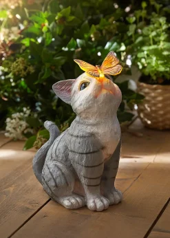 bonprix Lampe déco solaire chat avec papillon| Jardin & Balcon·Déco De Jardin & Éclairage|Déco De Jardin & Éclairage