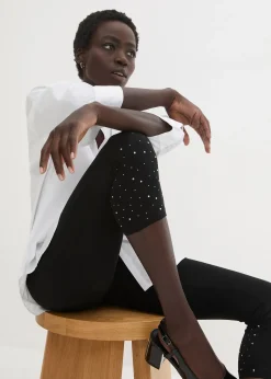 bonprix Legging 3/4 en coton extensible|Femme Pantalons