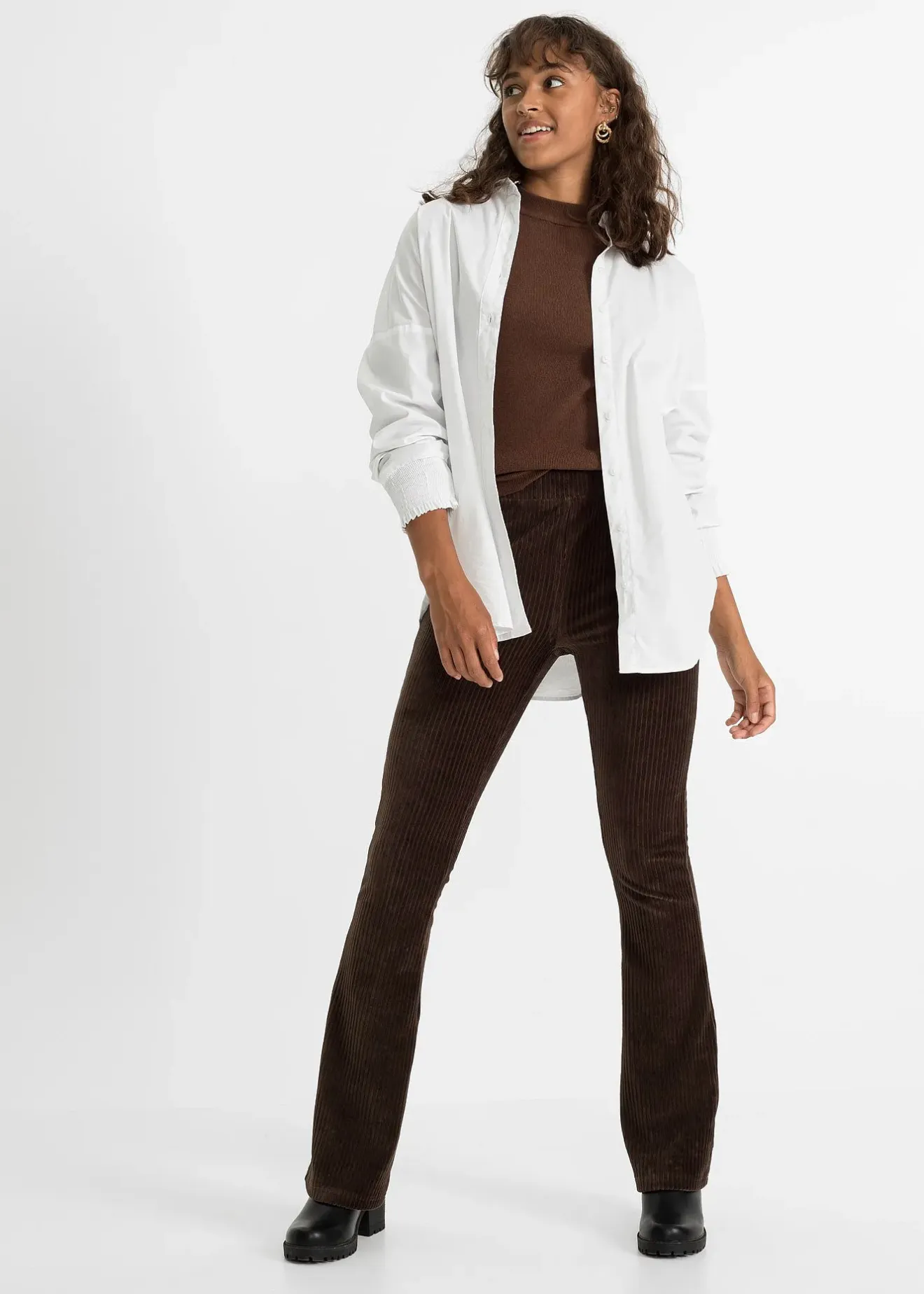 bonprix Legging évasé en velours côtelé|Femme Pantalons