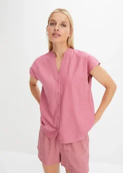 Femme bonprix Chemisiers|Léger chemisier manches courtes en lin mélangé