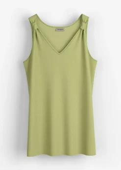 bonprix Long débardeur en viscose et lin|Femme T-Shirts & Tops