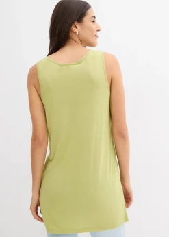 bonprix Long débardeur en viscose et lin|Femme T-Shirts & Tops