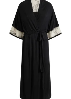 Femme bonprix Peignoirs|Dessous|Long kimono en viscose avec broderies