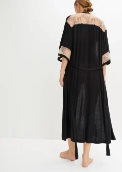 Femme bonprix Peignoirs|Dessous|Long kimono en viscose avec broderies