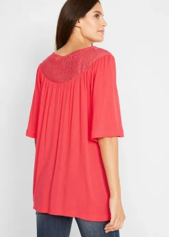 bonprix Longue tunique en crépon, manches coude|Femme Chemisiers