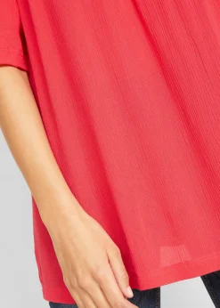 bonprix Longue tunique en crépon, manches coude|Femme Chemisiers